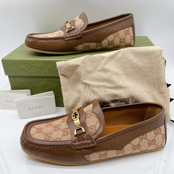 GUCCI Interlocking G Horsebit Logo Supreme Loafer Brown Leather Mens UK 7 US 7.5 - Picture 3 of 14